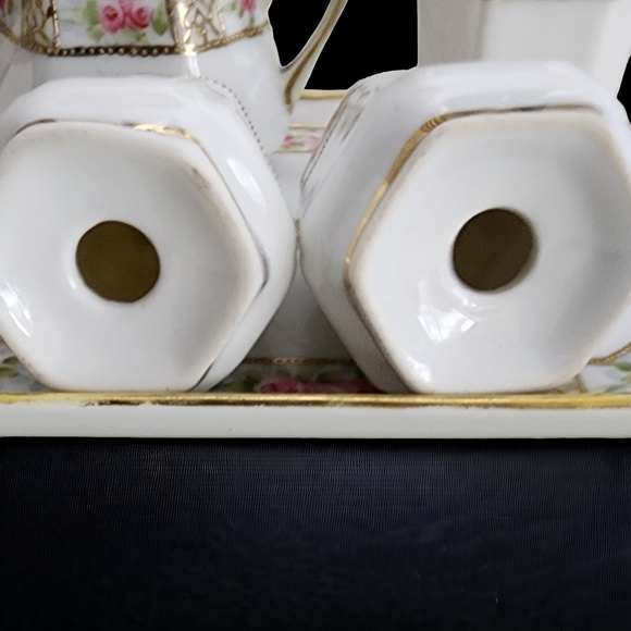 Complete Vintage Nippon Condiment Tray S&P Mustard Pot w Spoon Toothpick Holder - Picture 12 of 16